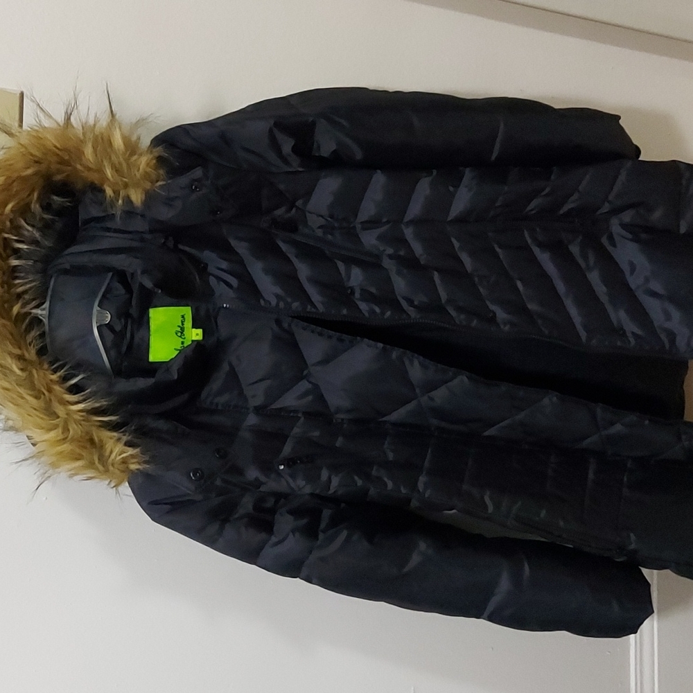 Sam Edelman down coat in navy blue. Size small